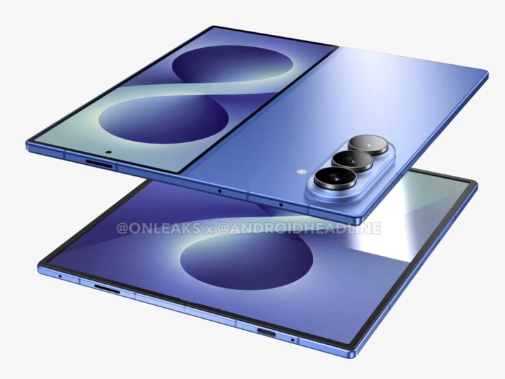 Render CAD no oficial del rumoreado Galaxy Z Fold 8.