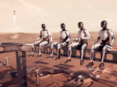 Robots Tesla Optimus desplegados para trabajos de construcción en Marte. (Fuente de la imagen: SpaceX)