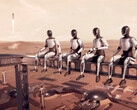 Robots Tesla Optimus desplegados para trabajos de construcción en Marte. (Fuente de la imagen: SpaceX)