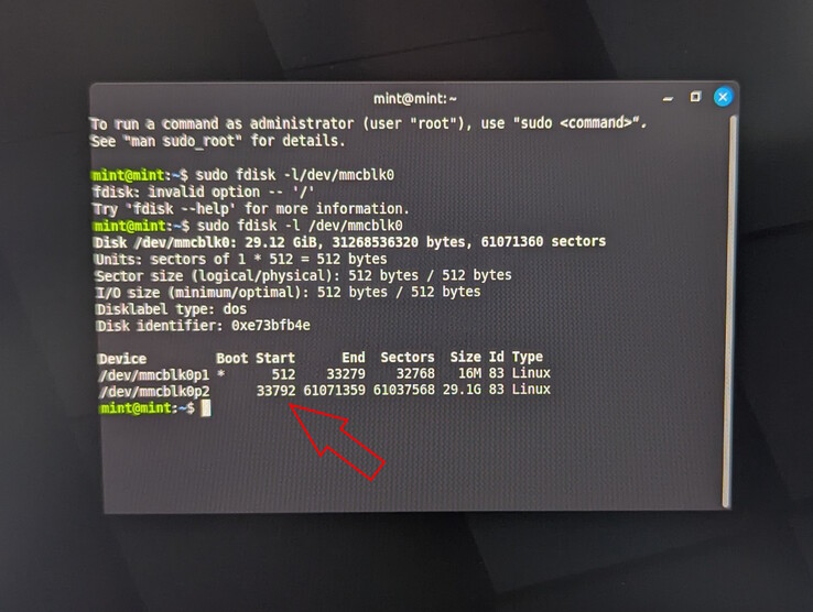 Anote el sector de inicio de la segunda partición