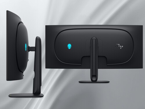 Se muestra el lateral y la parte trasera del monitor OLED Alienware AW3926QW 5K
