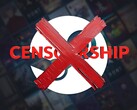 Logotipo contra la censura sobre el fondo de Steam (Fuente de la imagen: Valve con modificaciones)