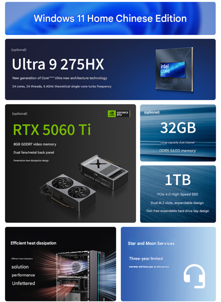 Principales características del renovado PC para juegos Lenovo GeekPro (Fuente de la imagen: Lenovo - machine translated)