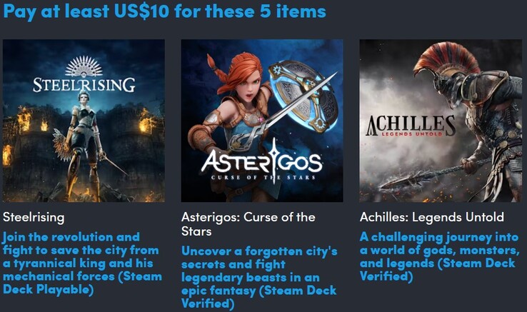 Una imagen decorativa. Con un pago de 10 dólares obtendrá 5 artículos (Fuente de la imagen: Humble Bundle)