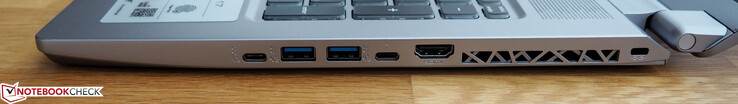 Lado derecho: USB-C 3.1 Gen2, 2x USB-A 3.0, Thunderbolt 3, HDMI 2.0, cerradura Kensington