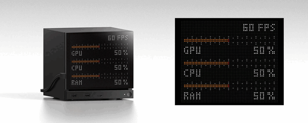 La pantalla Jsaux Pixel Matrix se conecta mediante USB-C y muestra datos en tiempo real.