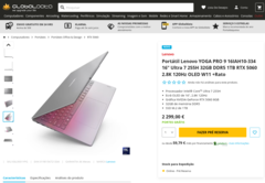 Lista de venta filtrada del Lenovo Yoga Pro 9 RTX 5060. (Fuente de la imagen: Globaldata)