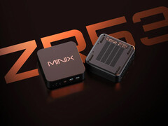 El ZR535 funciona con el Ryzen 5 3501U, un procesador recientemente presentado pero ya algo anticuado. En la imagen: una fotografía promocional en la que se muestran la parte superior e inferior del mini PC.