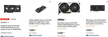 RTX 4070 Super precio de lista en Newegg (Fuente de la imagen: Newegg vía: VideoCardz)