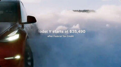 El nuevo anuncio del Modelo Y promociona la bajada de precios en invierno (imagen: Tesla/X)