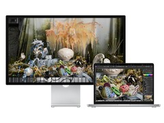 Render de Studio Display original siendo utilizado con un MacBook. (Fuente de la imagen: Apple)