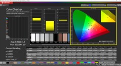 CalMAN ColorChecker (perfil: P3, espacio de color de destino: P3)