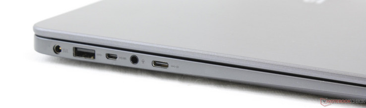 Izquierda: adaptador de CA, Micro HDMI, audio combinado de 3.5 mm, USB 3.1 Type-C Gen. 1 (con soporte DisplayPort)