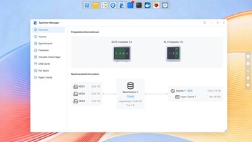 El Gestor de almacenamiento facilita la gestión de grupos de almacenamiento RAID, cachés SSD y discos duros USB.