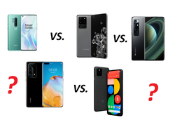 En la prueba: Xiaomi Mi 10 Ultra, Huawei P40 Pro Plus, Google Pixel 5, Samsung Galaxy S20 Ultra, OnePlus 8 Pro. Dispositivos de prueba proporcionados por Trading Shenzhen, Huawei Alemania, Samsung Alemania, Google Alemania
