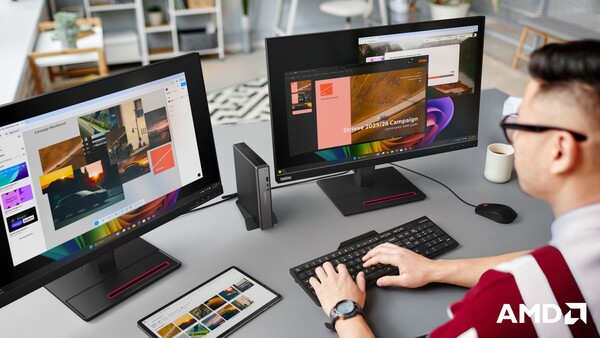 El Lenovo ThinkCentre neo 55q Gen 6 puede conectarse a un máximo de tres monitores. (Fuente de la imagen: Lenovo)