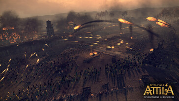 Una imagen que muestra una batalla y numerosos soldados en Total War: Attila.