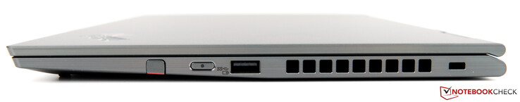 Lado derecho: Active Pen, botón de encendido, un puerto USB 3.0 tipo A, rejilla de ventilación, cerradura Kensington