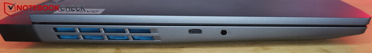 Izquierda: USB-C 3.2 Gen 2 (10 Gbit/s, DisplayPort 1.4, PD con 140 W), puerto de auriculares