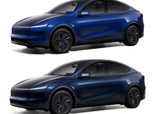 El Model Y en el nuevo color Azul Marino frente al Azul Profundo Metalizado (arriba). (Fuente de la imagen: Tesla)