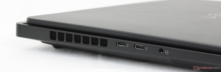 Izquierda: 2x USB-C Thunderbolt 4 con DisplayPort 2.1 + Power Delivery, auriculares de 3,5 mm