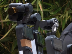 El Osmo Pocket 4P, el Osmo Pocket 3 y el Osmo Pocket 4, de izquierda a derecha.