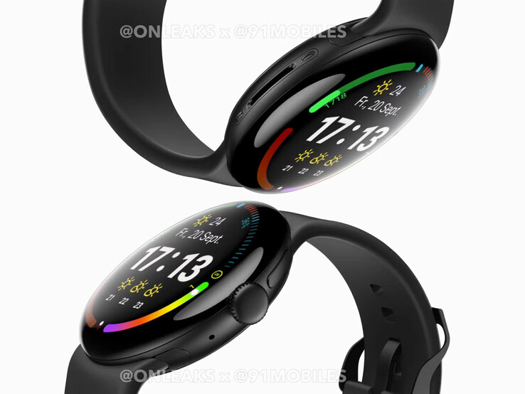 Un render derivado de CAD de cómo se espera que sea el Pixel Watch 4. (Fuente de la imagen: 91mobiles &amp; OnLeaks)