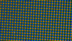 La pantalla OLED utiliza una matriz de subpíxeles RGGB formada por un LED rojo, uno azul y dos verdes.