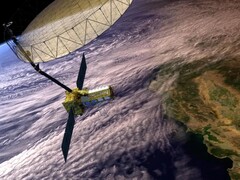 Una imagen conceptual del satélite NISAR en órbita sobre California (Fuente de la imagen: NASA y JPL-Caltech; recortada)