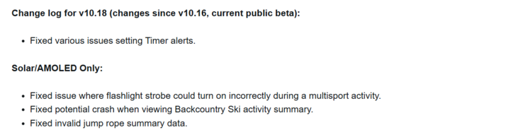 Las notas de la versión beta 10.18 para los smartwatches Garmin Instinct 3. (Fuente de la imagen: Garmin)