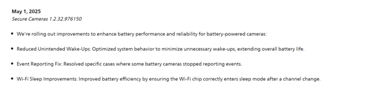 Las notas de la versión de la actualización Philips Hue Secure Cameras 1.2.32.976150. (Fuente de la imagen: Philips)