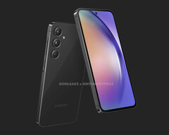 El Galaxy A55 luce un diseño que resulta familiar a otros modelos recientes de Samsung de la serie Galaxy A. (Fuente de la imagen: MySmartPrice & @OnLeaks)