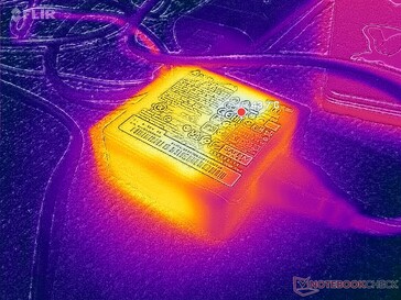 El adaptador de CA alcanza más de 44 C cuando funciona con cargas exigentes