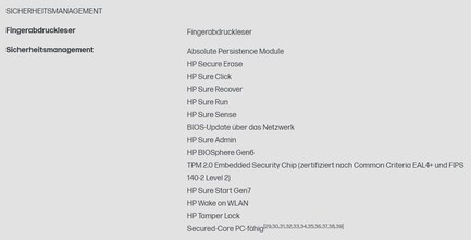 Funciones de gestión de la seguridad (fuente: HP)