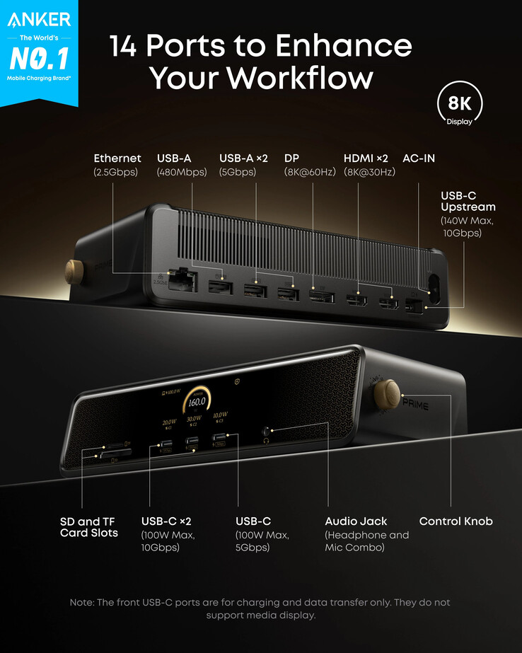 El Anker x Black Myth: Wukong Edition Prime Docking Station (14 en 1, triple pantalla, DisplayLink). (Fuente de la imagen: Anker)