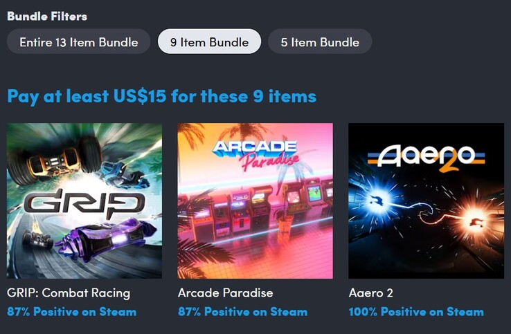 Imagen decorativa. Pagando 15 dólares obtendrá 9 juegos (Fuente de la imagen: Humble Bundle)