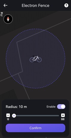 Si la bicicleta sale de una zona predefinida, se activa una alarma