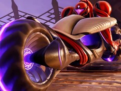 Samus de Metroid Prime 4: Beyond en su moto Vi-O-La. (Fuente de la imagen: Nintendo of America en YouTube, captura de pantalla)