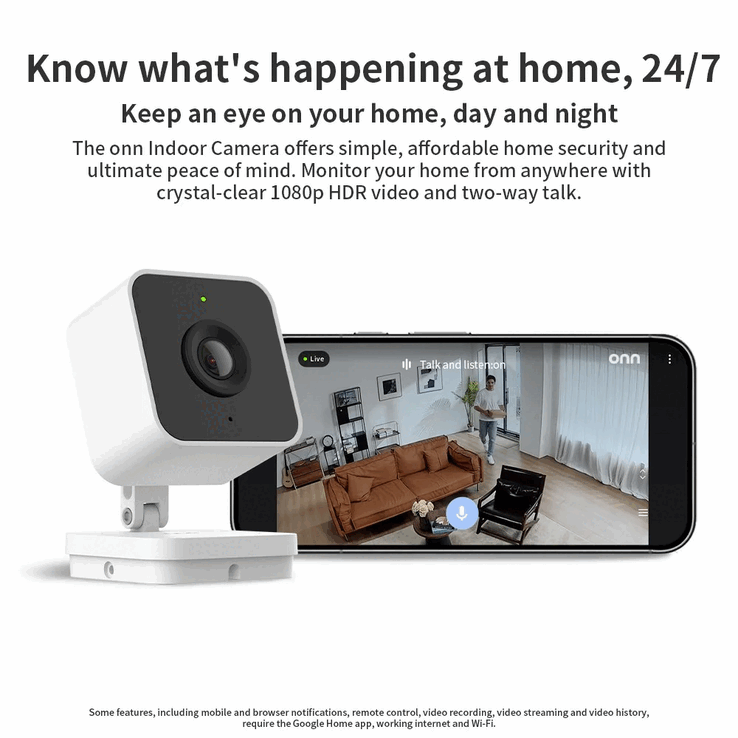 Cámara de seguridad de interior con cable Onn (Fuente de la imagen: Walmart)