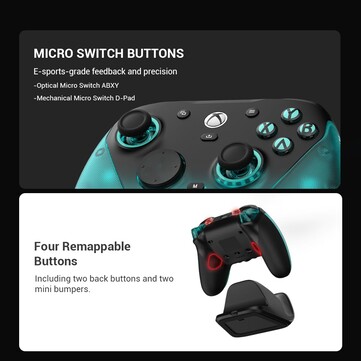El mando cuenta con cuatro botones personalizables.