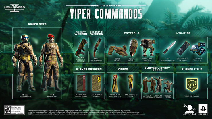 Helldivers 2 Los Comandos Víbora Warbond (imagen vía Arrowhead)