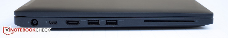 izquierda: toma de corriente, USB Type-C Gen 2 con Thunderbolt, HDMI, 2x USB 3.0, lector smart card