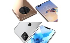 Huawei Mate 40 Pro (arriba) y Apple iPhone 12 (abajo). (Fuente de la imagen: WindowsUnited.de/PhoneArena - editado)