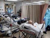 Una sala de pacientes con el virus Corona en Brooklyn, marzo de 2020 (Fuente de la imagen: Victor Blue y The New York Times; recortada)