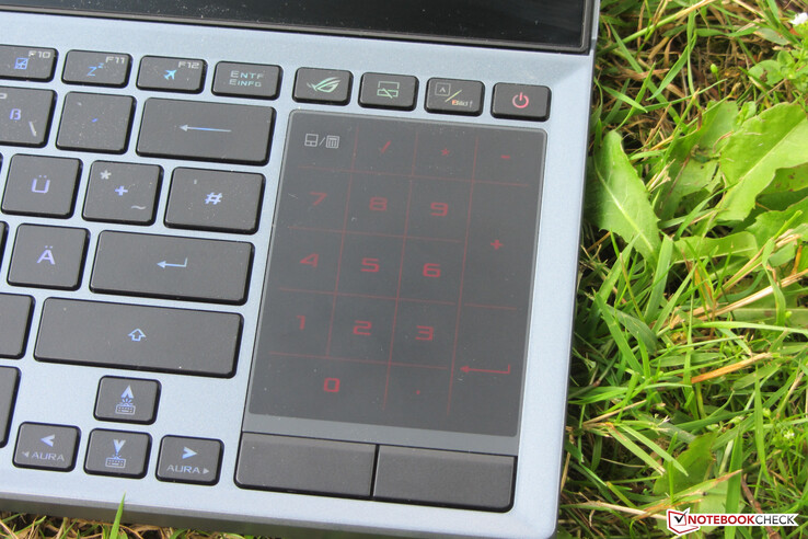 Una pulsación en la esquina superior izquierda del panel táctil activa el teclado numérico