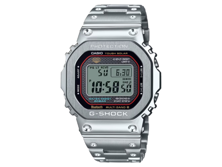 Se espera que el rumoreado reloj Casio G-Shock GMW-B5000D de la línea naranja sea similar al GMW-B5000D-1C de la línea roja (arriba). (Fuente de la imagen: Casio)