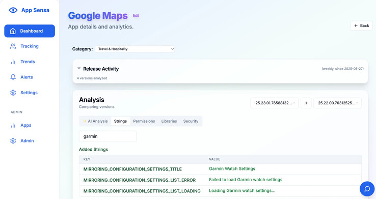 Análisis de los cambios entre Google Maps 25.22.00 y 25.23.01. (Fuente de la imagen: u/bendotlc)