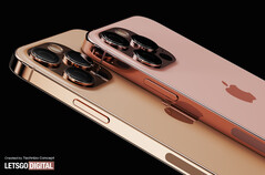 Se cree que la serie iPhone 13 Pro llegará en cuatro colores, entre ellos el dorado y el bronce. (Fuente de la imagen: LetsGoDigital)